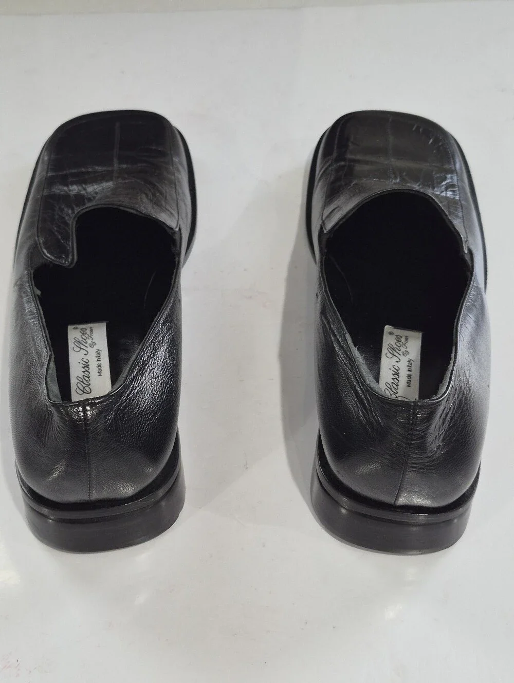 Classic Shoes by Franco Men's Black Slip-On Leather Dress Shoes Size 43